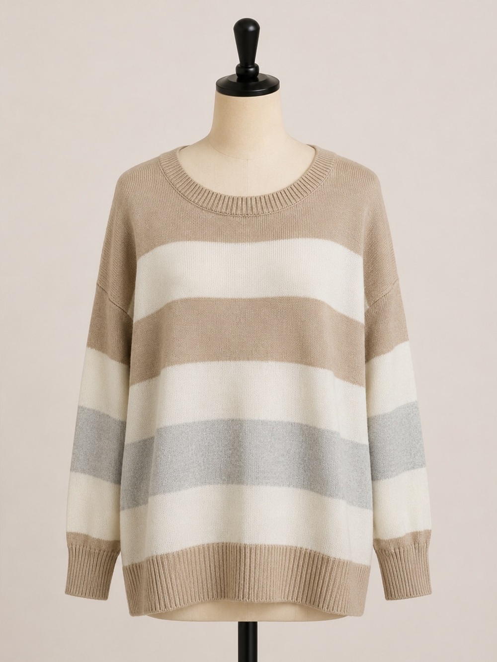 Stitch Fix EVOLUTION BY CYRUS 2X Striped Knit Sweater Long Sleeve‎ Crew Neck